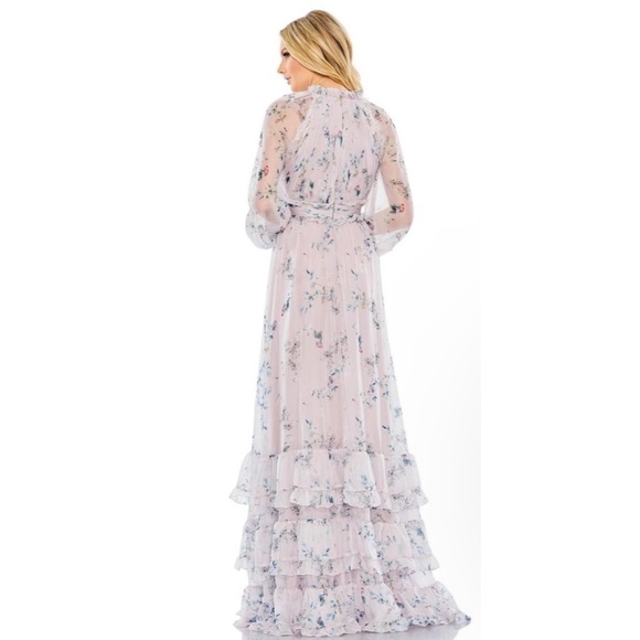 NWT $598 Size 10 Mac Duggal Beautiful Bishop Sleeve Ruched Bodice lilac Gown - Picture 2 of 5